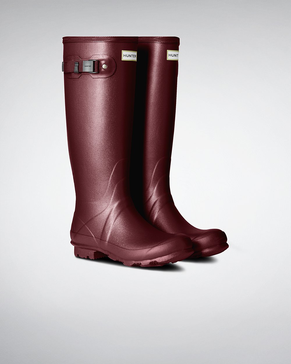 Bottes Hautes de Pluie Hunter Norris Field Neoprene Lined Femme Violette Rouge KUZBTEN-68